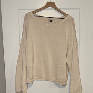 American Eagle Outfitters Women's Cream Crew Neck Sweater